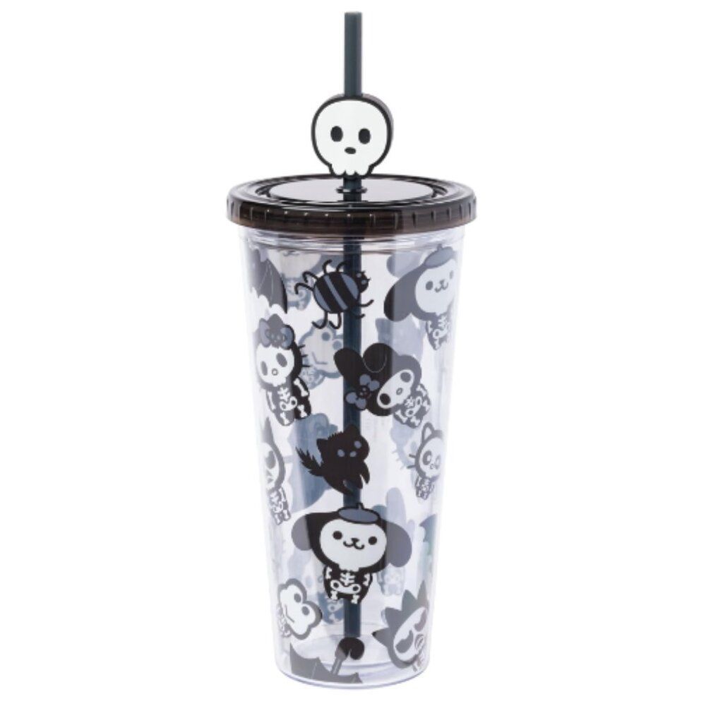 HELLO KITTY Halloween Insulated Cup | Tumbler with Lid and Straw | Skeletons NEW